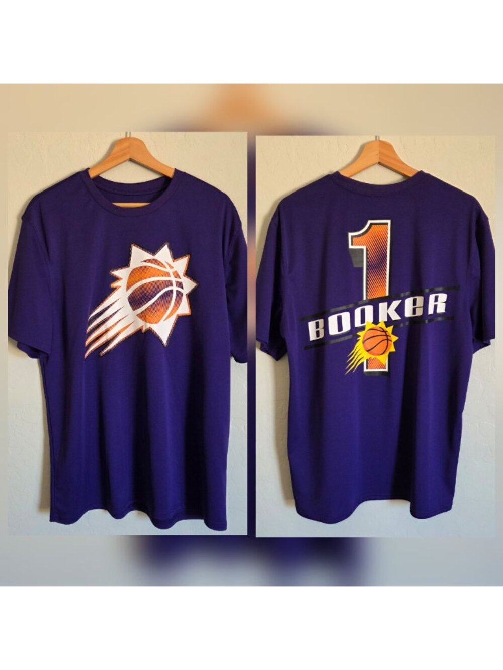 Phoenix Suns Devin Booker #1 T-Shirt Men's Large Tee Shirt Purple NBA Fan Gear